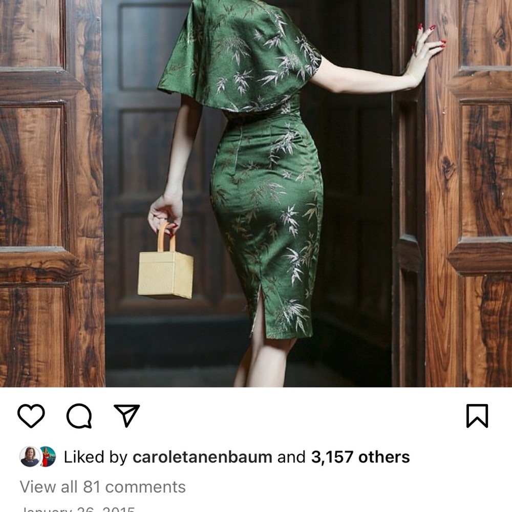 NWT Le Palais Vintage Satin Green Dress With Cape Medium - Picture 4 of 17